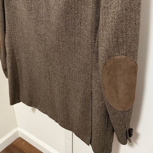 Canali For Bloomingdales Mens Sport Jacket Brown Tweed with Suede Elbow Patches. - Picture 3 of 14